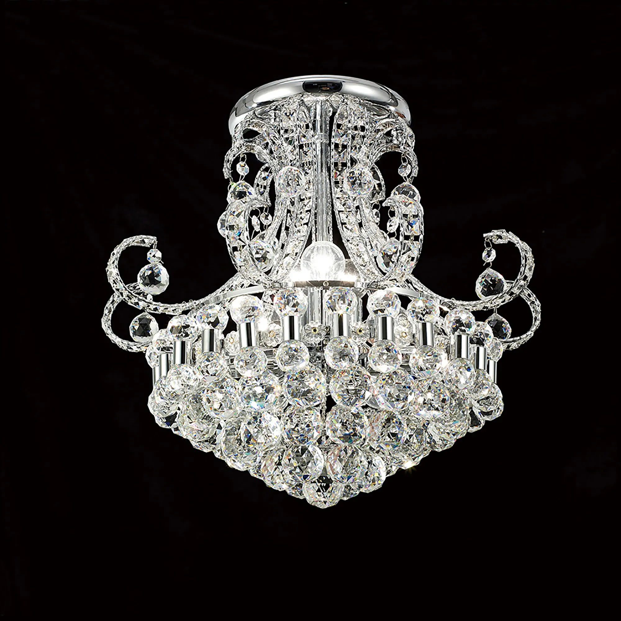 IL30026  Pearl Crystal Chandelier 9 Light Polished Chrome